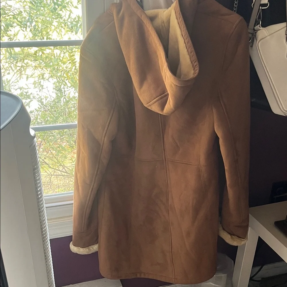 Gallery Tan Trench Coat with Shearling Lining - Picture 2 of 3